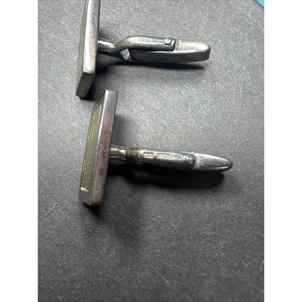 Vintage IBM Computer Chip Cufflinks 925 Sterling Silver Tech Geek Microchip Pair
